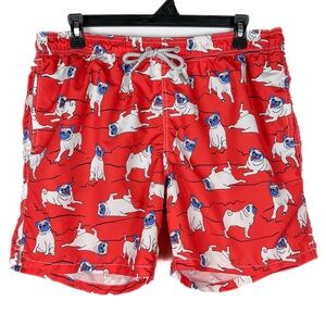 MC2 Saint Barth Red Pug Pattern Swim Trunks